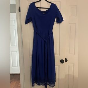 Cobalt blue Maxi off the shoulder City Chic Dress